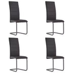 vidaXL Dining Chair Set of 4 Gray Faux Leather and Steel Standard