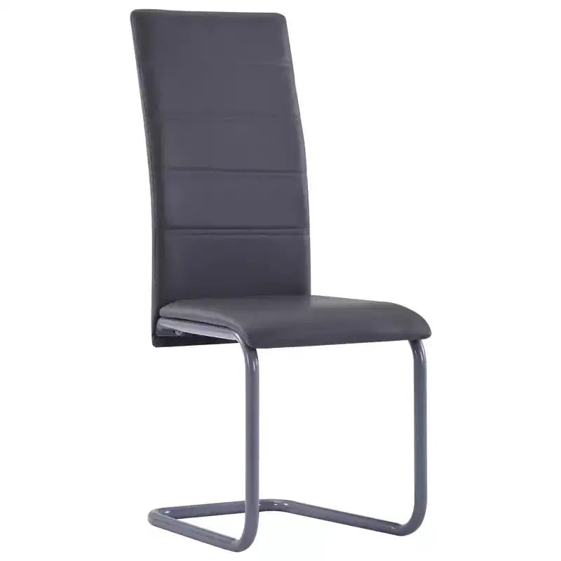 Chaise de salle à manger, lot de 4, gris, similicuir et acier, standard