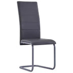 Chaise de salle à manger, lot de 4, gris, similicuir et acier, standard