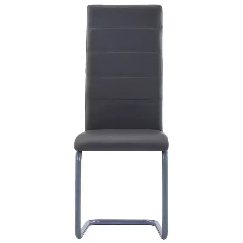 Chaise de salle à manger, lot de 4, gris, similicuir et acier, standard