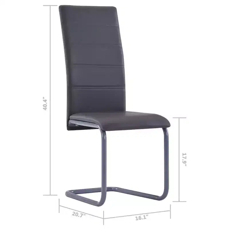 Chaise de salle à manger, lot de 4, gris, similicuir et acier, standard