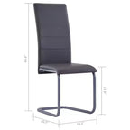Chaise de salle à manger, lot de 4, gris, similicuir et acier, standard