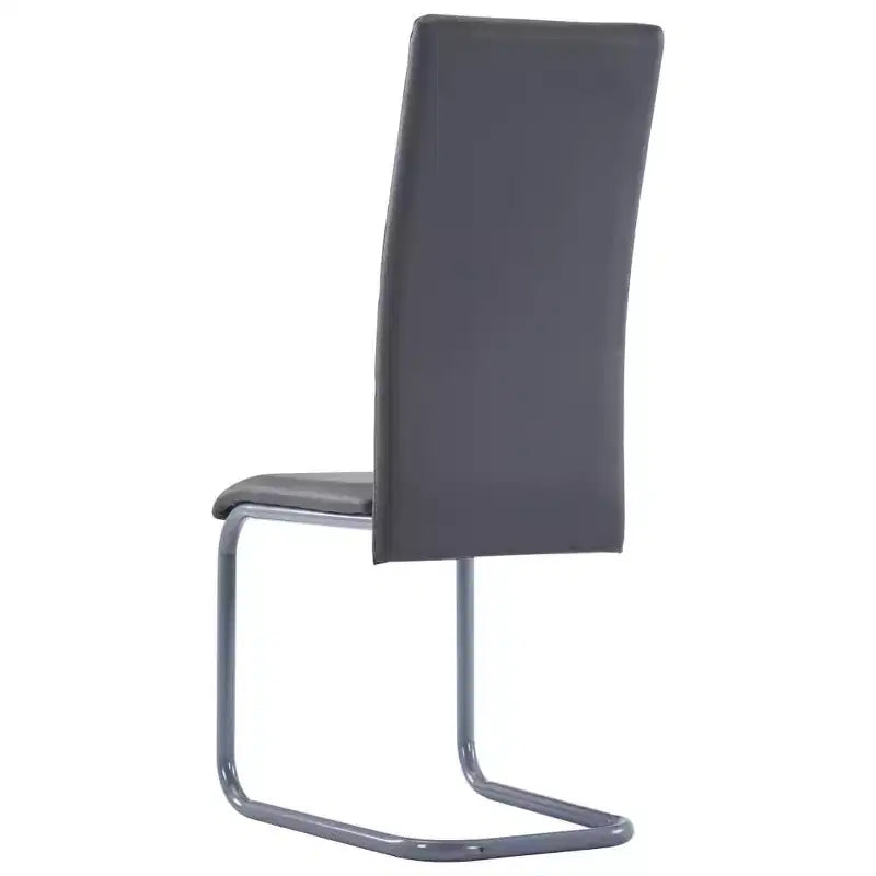 Chaise de salle à manger, lot de 4, gris, similicuir et acier, standard