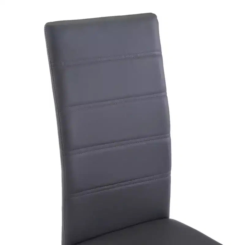Chaise de salle à manger, lot de 4, gris, similicuir et acier, standard