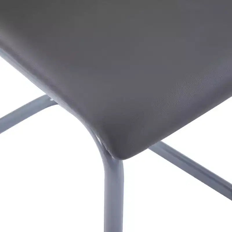 Chaise de salle à manger, lot de 4, gris, similicuir et acier, standard