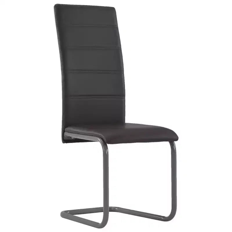Chaise de salle à manger, lot de 4, gris, similicuir et acier, standard