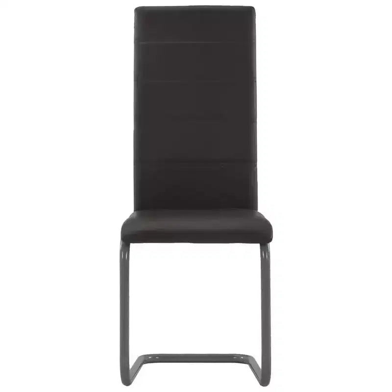 Chaise de salle à manger, lot de 4, gris, similicuir et acier, standard