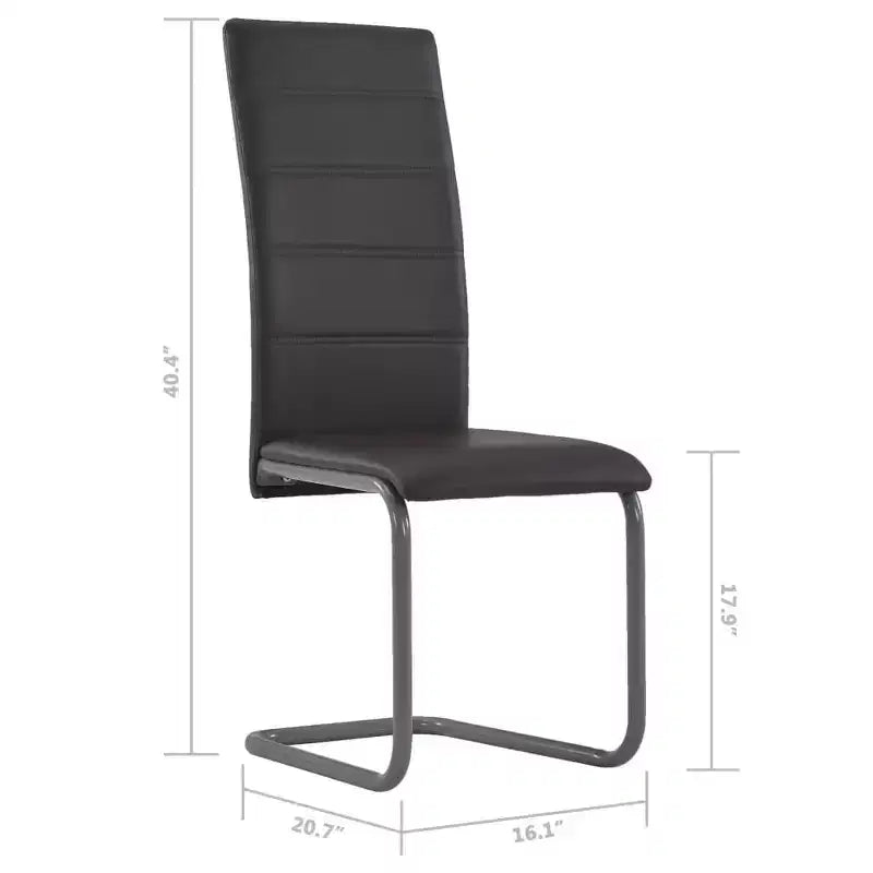 Chaise de salle à manger, lot de 4, gris, similicuir et acier, standard