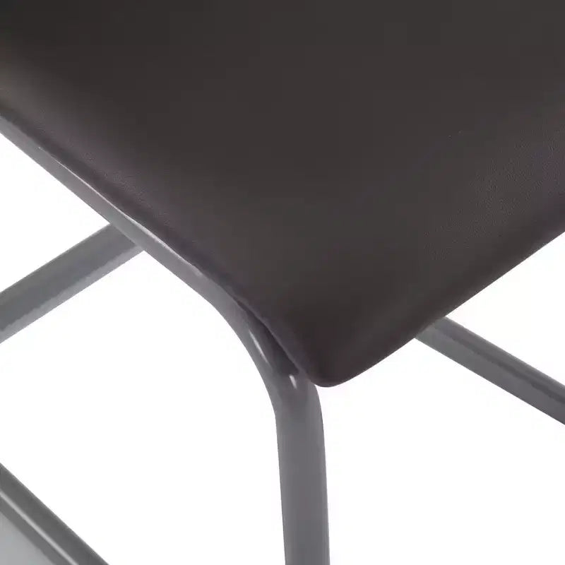Chaise de salle à manger, lot de 4, gris, similicuir et acier, standard