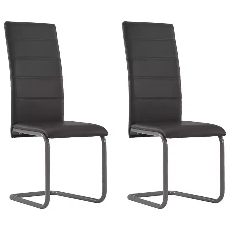 Chaise de salle à manger, lot de 4, gris, similicuir et acier, standard