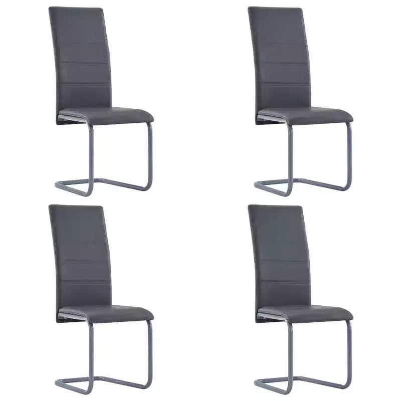 Chaise de salle à manger, lot de 4, gris, similicuir et acier, standard