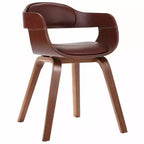 vidaXL Dining Chair Brown Faux leather (100% polyester), Bentwood Medium