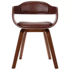 Chaise de salle à manger en similicuir marron (100 % polyester), bois courbé moyen