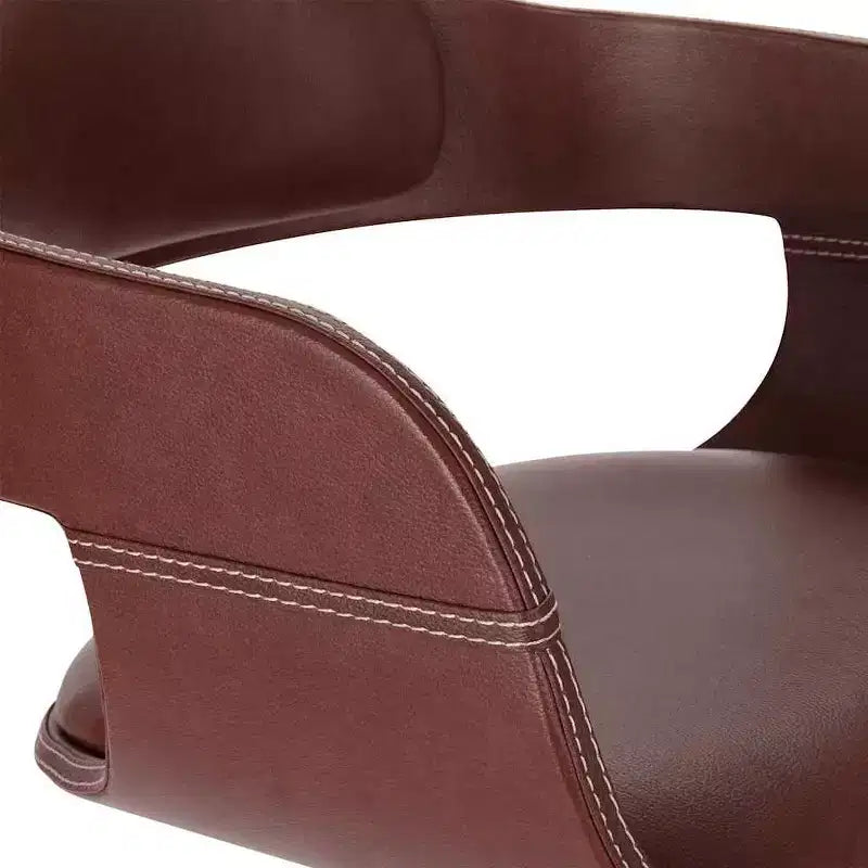 Chaise de salle à manger en similicuir marron (100 % polyester), bois courbé moyen