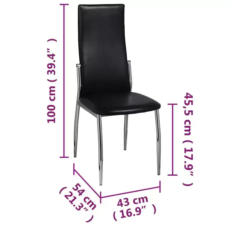 Chaises de salle à manger 2 pcs Similicuir noir