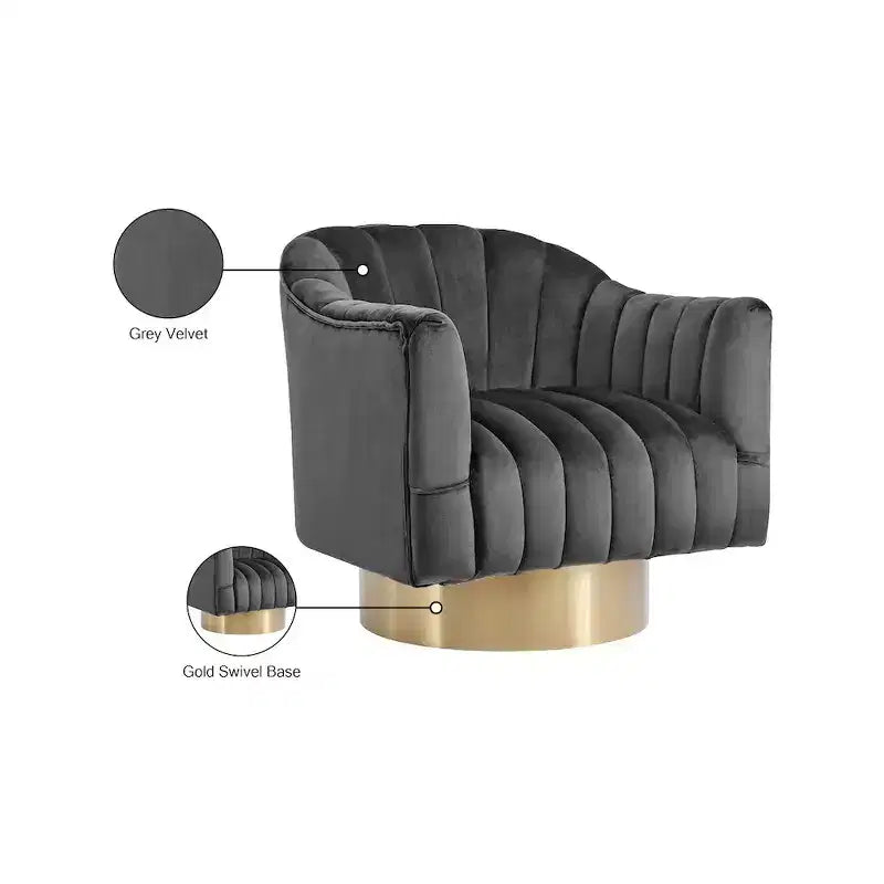 Fauteuil Farrah en velours gris
