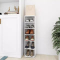 Meuble à Chaussures Haut et Étroit en Bois d'Ingénierie Blanc