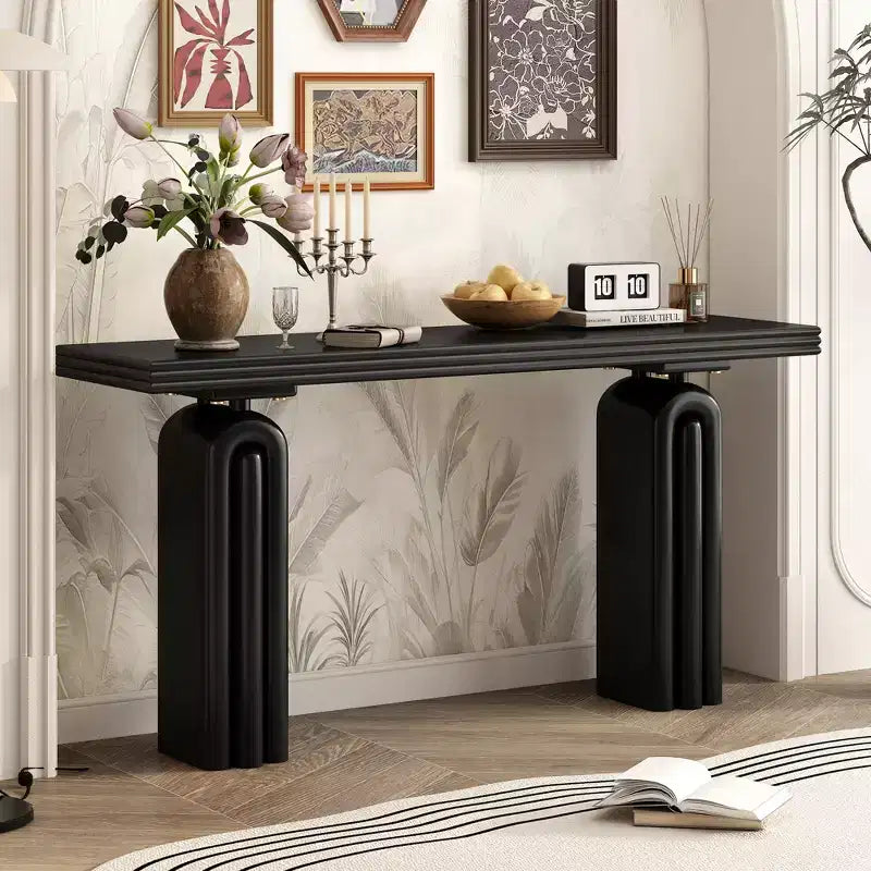 Console en placage d'acacia chic, élégante et luxueuse