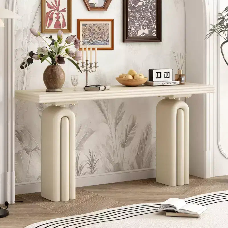 Console en placage d'acacia chic, élégante et luxueuse