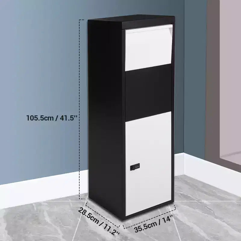 Boîte de dépôt de colis antivol extra large - Acier galvanisé, verrouillable avec serrure à code, boîte aux lettres extérieure sécurisée pour porche ou trottoir - Noir ou blanc
